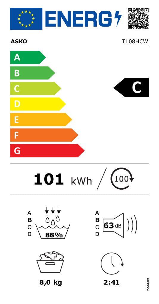 Energieetikette Wäschetrockner CLASSIC T 108HC W