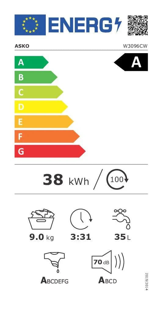 Energieetikette Waschmaschine W 3096C W (Transportschaden an der Seite)