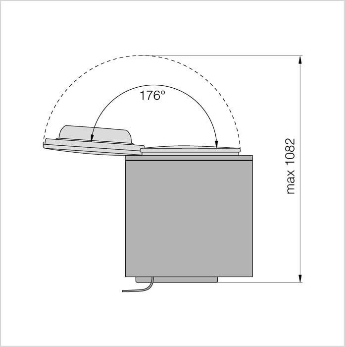Masszeichnung ASKO Wäschetrockner TDC 1772CB T, Platzbedarf nach oben max. 1082 mm