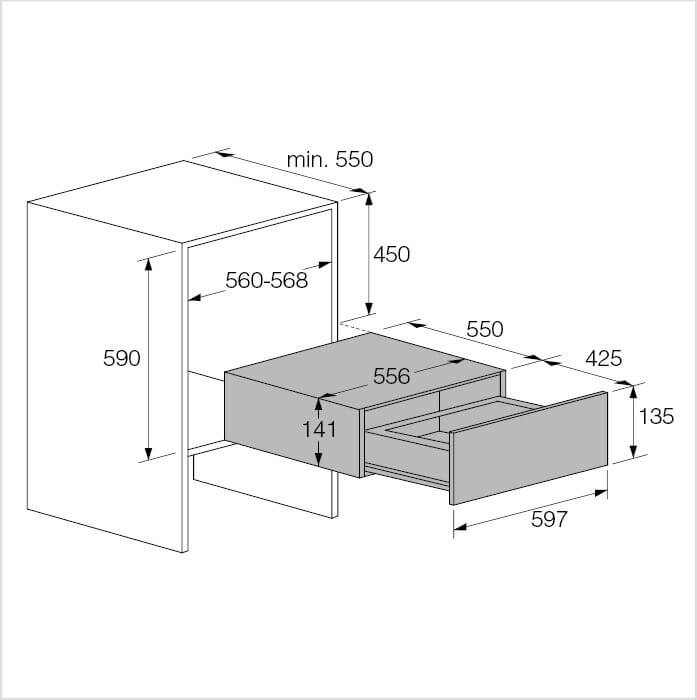Einbauzeichnung mit Massen ASKO ODV8128G