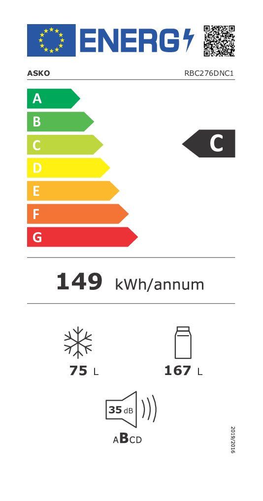 Energieetikette Kühl-Gefrier-Kombination RBC 276 DNC1