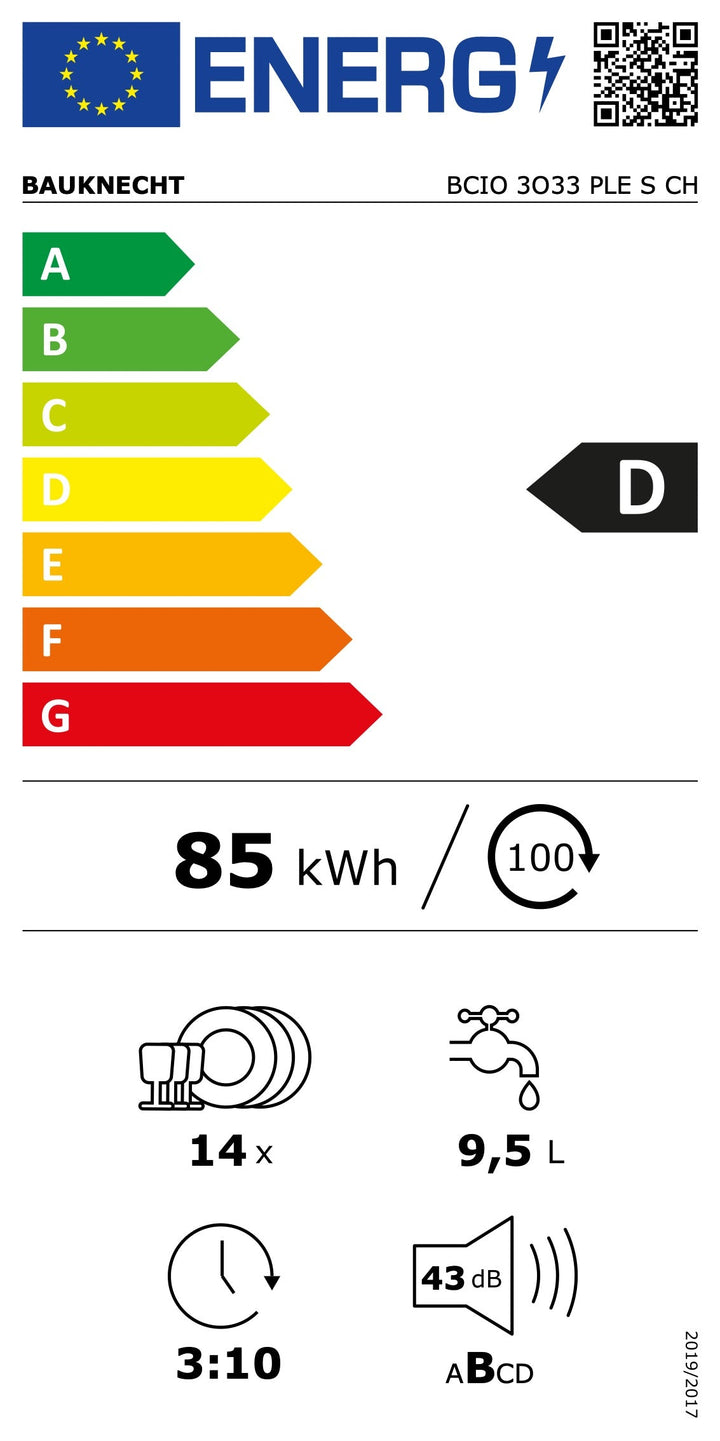 Energieetikette Bauknecht BCIO 3O33 PLE S CH