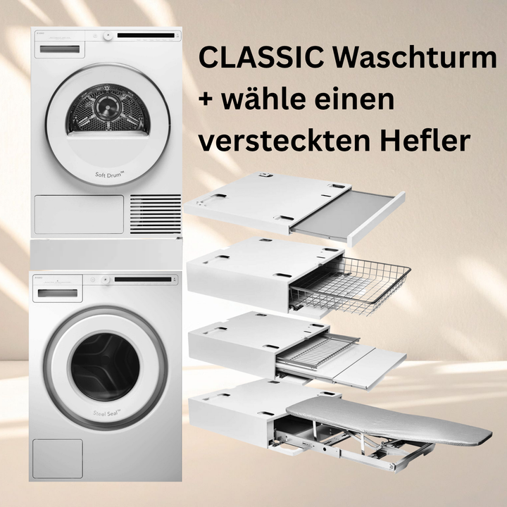 ASKO Classic Waschset W2086C W/3 + T2082H W – Waschturm mit Zwischenbausatz nach Wahl