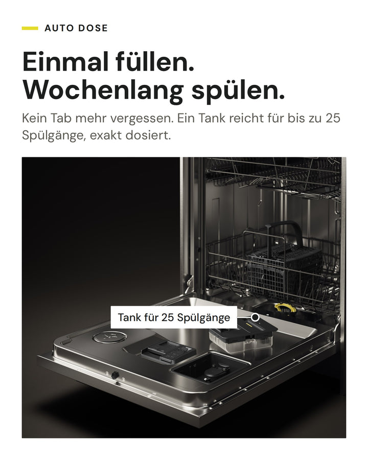 ASKO Auto Dose im DFI 747U/1: Spülmitteltank für bis zu 25 Spülgänge