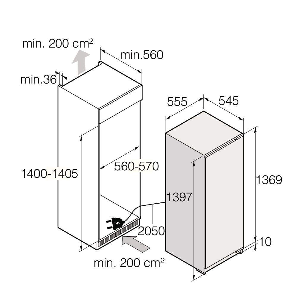 Einbauzeichnung mit Massen ASKO FN31442EI, R31442I
