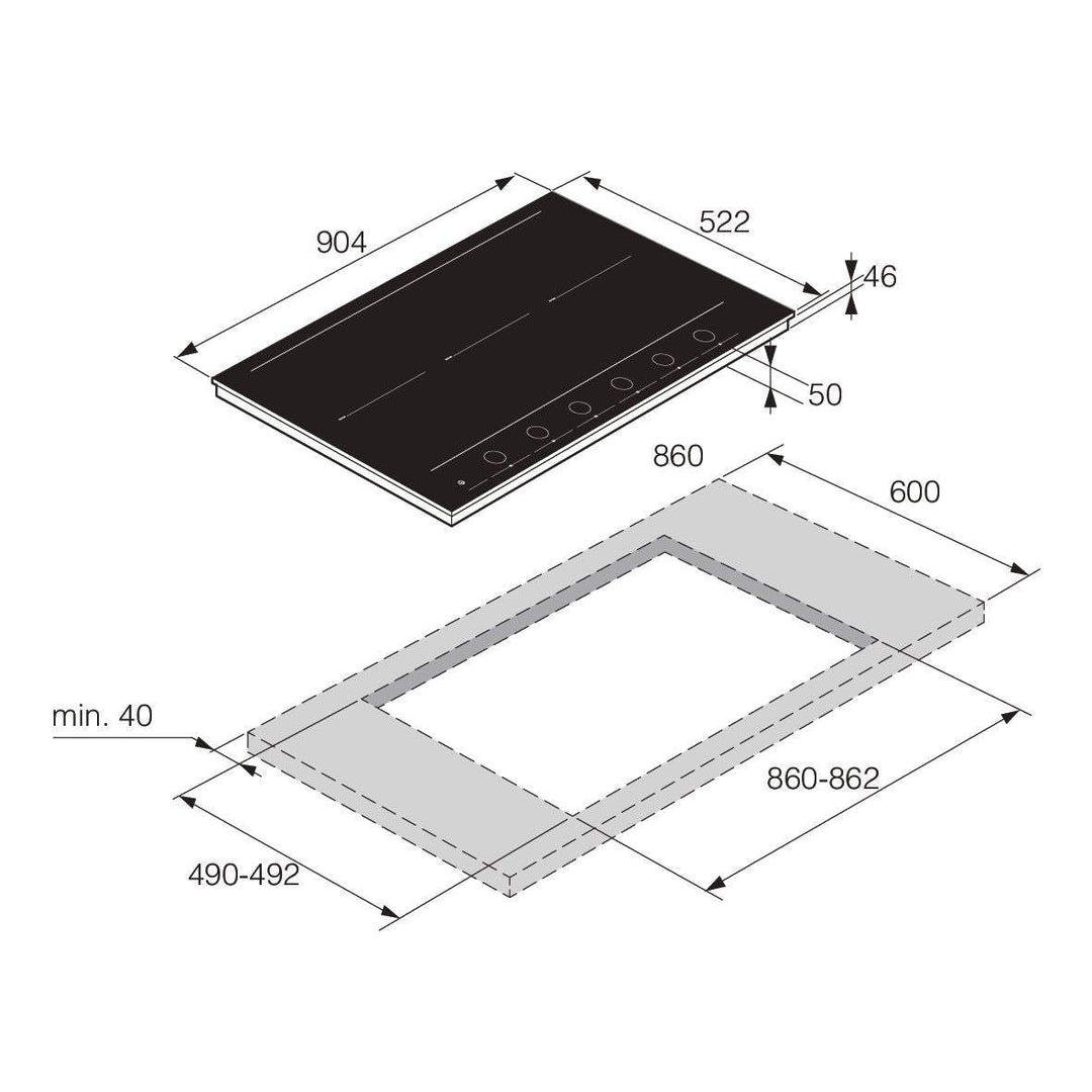 Einbauzeichnung mit Massen ASKO HID 956 GC