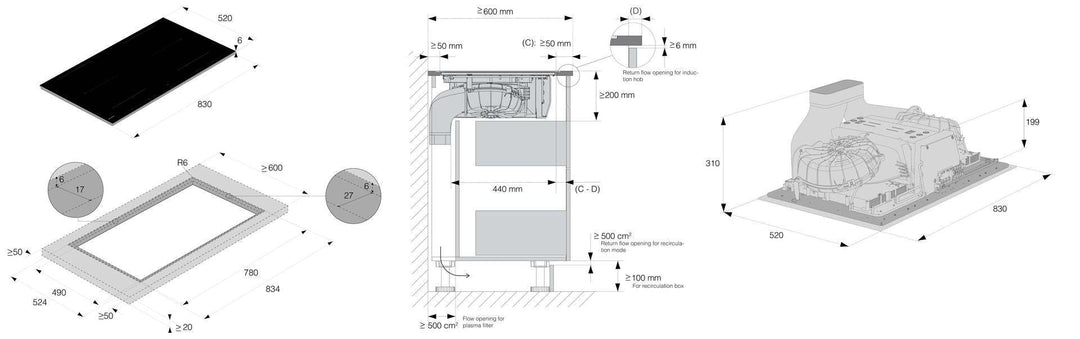 Einbauzeichnung mit Massen ASKO HIHD854GF