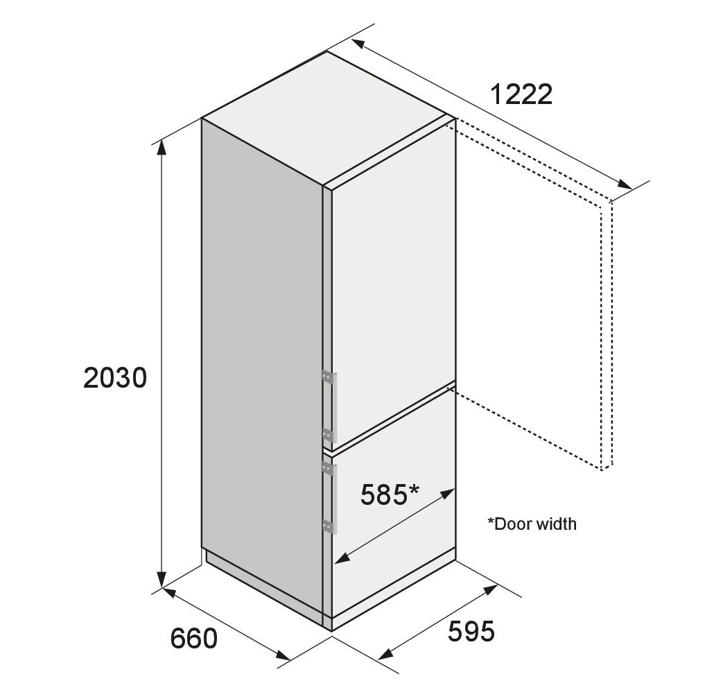 Einbauzeichnung mit Massen ASKO RFC 226 RNBS1