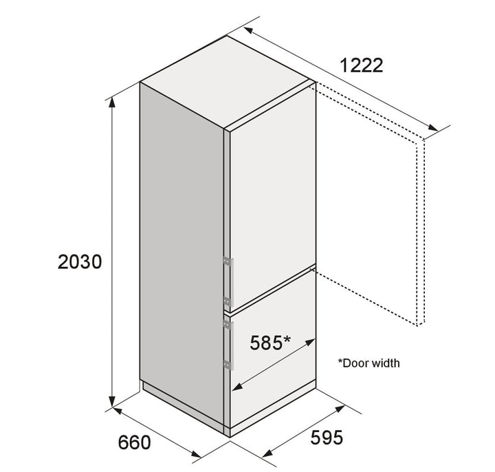 Einbauzeichnung mit Massen ASKO RFC 226 RNBS1