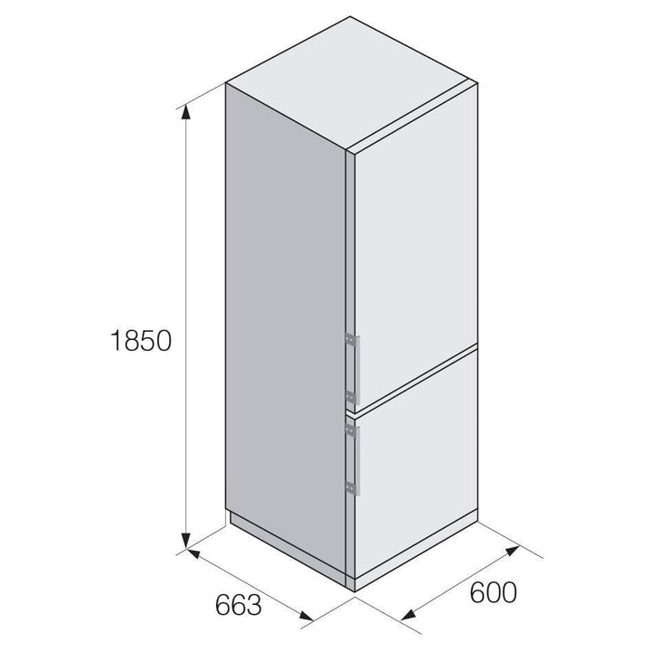 Einbauzeichnung mit Massen ASKO RFN23841B, RFN23841S, RFN23841W