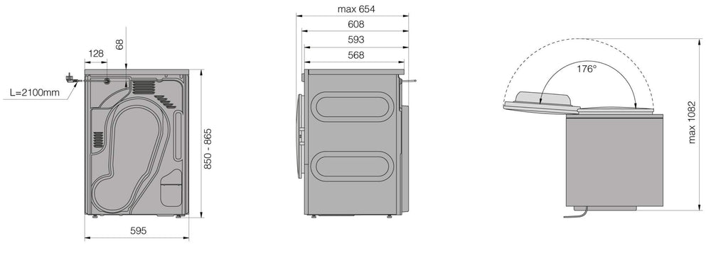 Einbauzeichnung mit Massen ASKO TDC1772CB T