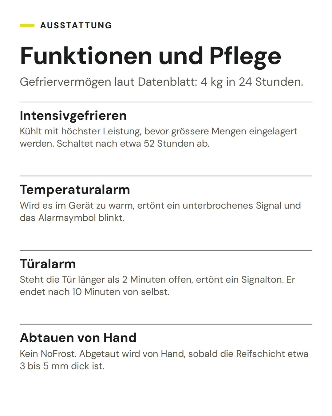 ASKO Gefrierschrank F 22881 I: Intensivgefrieren, Temperaturalarm, Türalarm, Abtauen von Hand