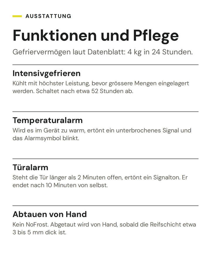 ASKO Gefrierschrank F 22881 I: Intensivgefrieren, Temperaturalarm, Türalarm, Abtauen von Hand