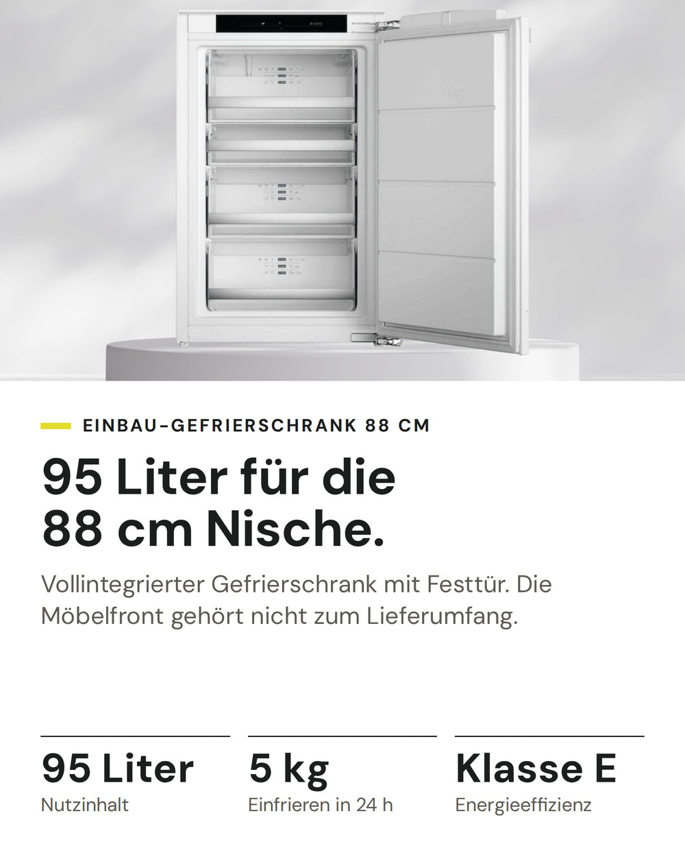ASKO Gefrierschrank FN 30931 I auf einen Blick: Nutzinhalt 95 Liter, Einfrieren in 24 h 5 kg, Energieeffizienz Klasse E