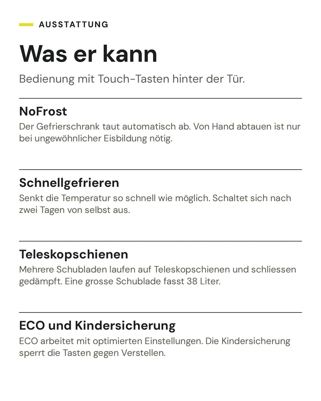 ASKO Gefrierschrank FN 31442 EI: NoFrost, Schnellgefrieren, Teleskopschienen, ECO und Kindersicherung
