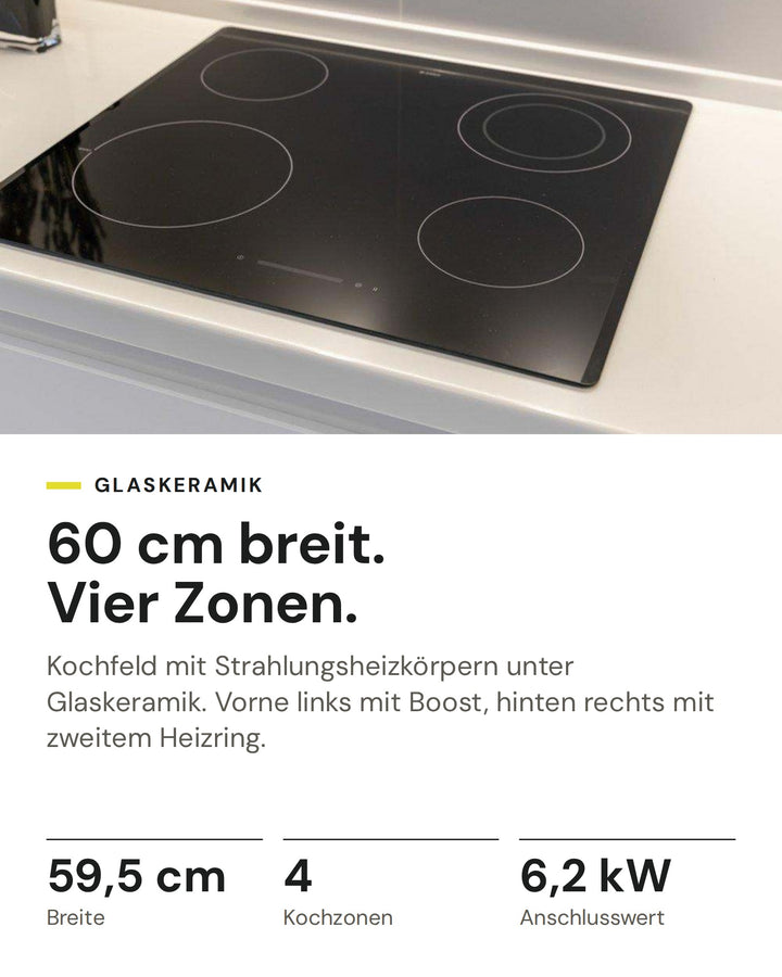 ASKO Glaskeramikkochfeld HCL614G auf einen Blick: Breite 59,5 cm, Kochzonen 4, Anschlusswert 6,2 kW