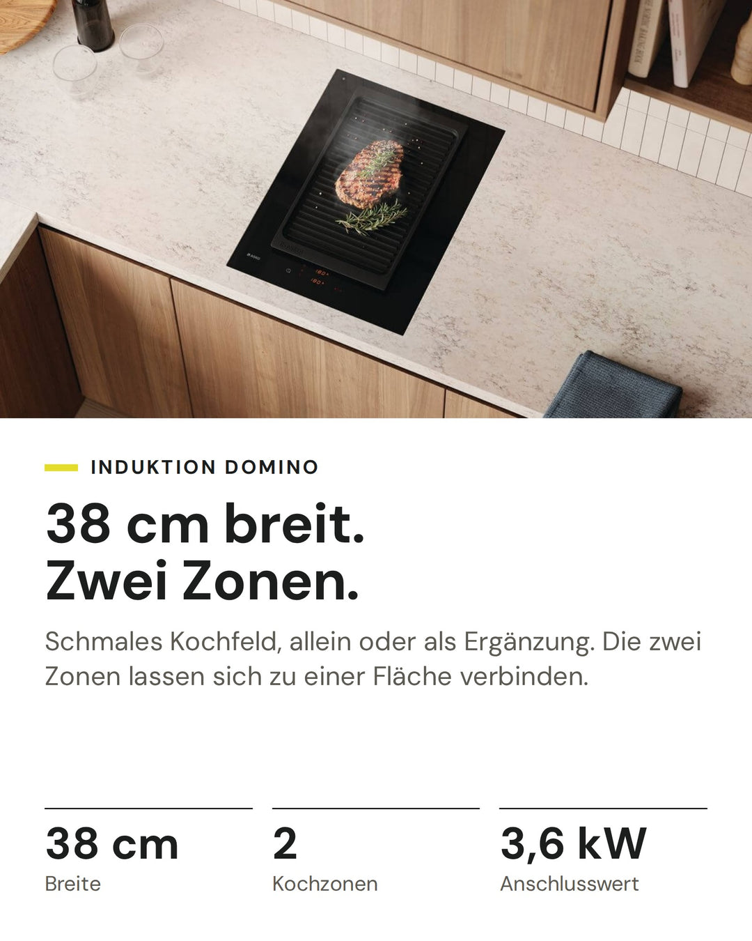 ASKO Induktionskochfeld HI 5320 FBG1 auf einen Blick: Breite 38 cm, Kochzonen 2, Anschlusswert 3,6 kW