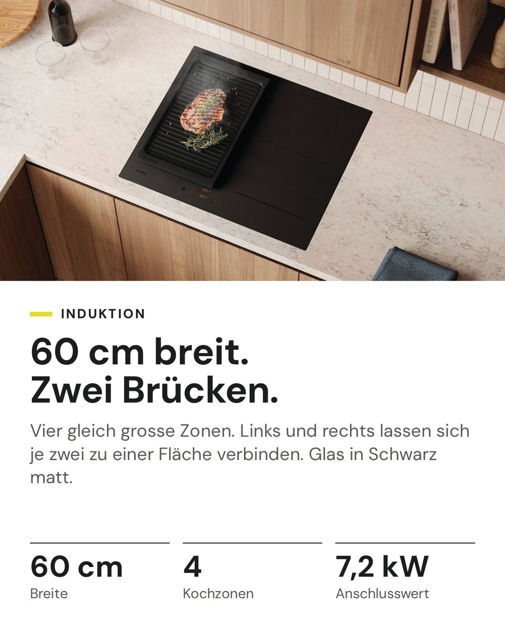 ASKO Induktionskochfeld HI 5643 FMG1 auf einen Blick: Breite 60 cm, Kochzonen 4, Anschlusswert 7,2 kW