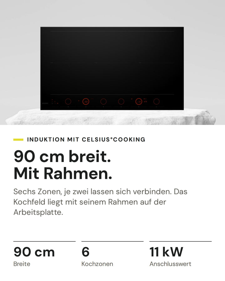 ASKO Induktionskochfeld HID 956 GC auf einen Blick: Breite 90 cm, Kochzonen 6, Anschlusswert 11 kW