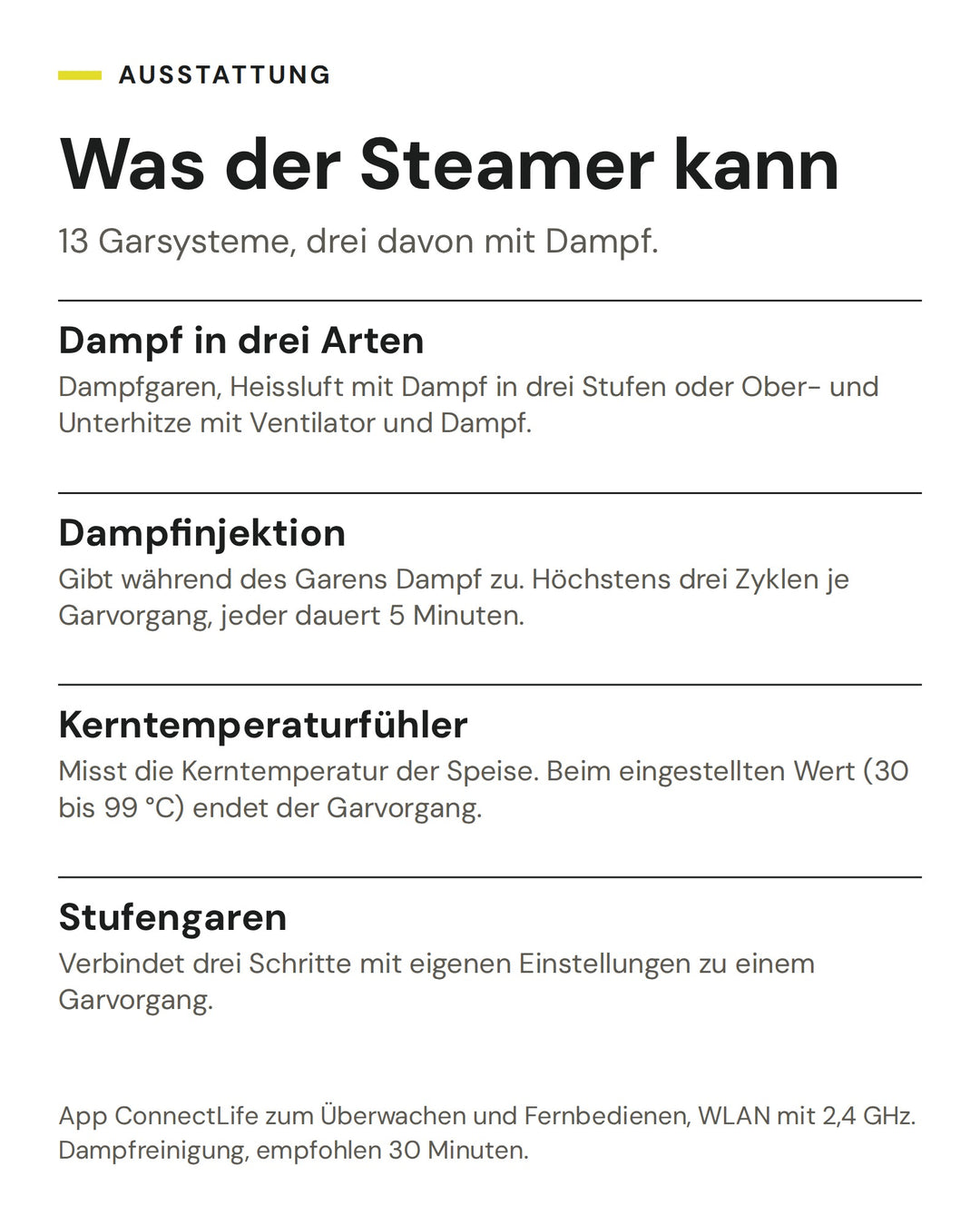 ASKO Kombisteamer OCS 56 BGH: Dampf in drei Arten, Dampfinjektion, Kerntemperaturfühler, Stufengaren
