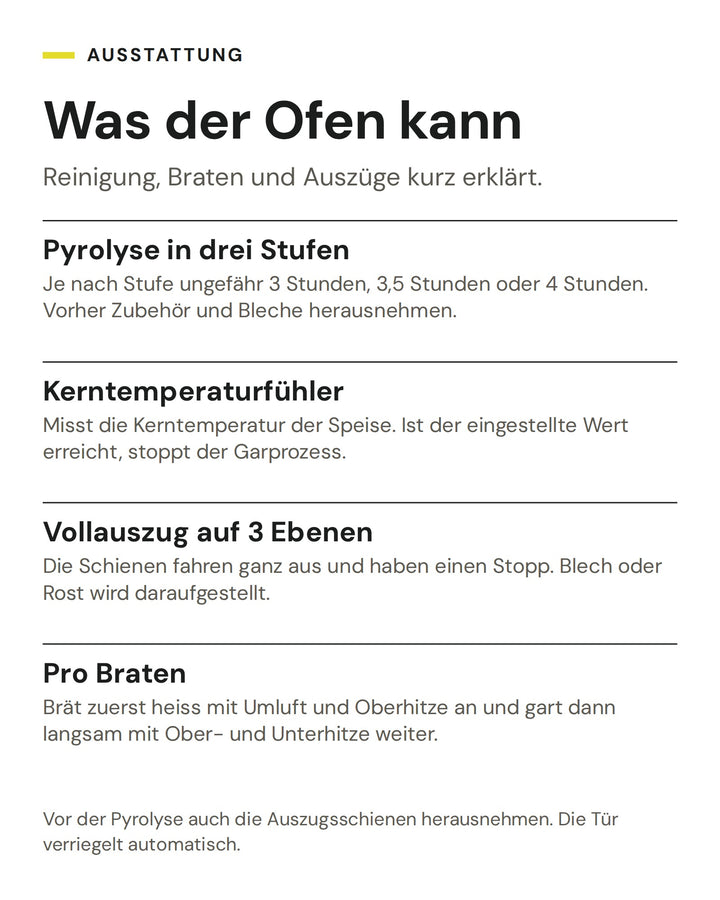 ASKO Backofen OP8678G: Pyrolyse in drei Stufen, Kerntemperaturfühler, Vollauszug auf 3 Ebenen, Pro Braten
