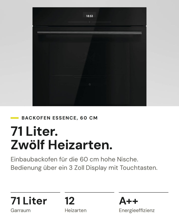 ASKO Backofen OT 26 BGH auf einen Blick: Garraum 71 Liter, Heizarten 12, Energieeffizienz A++