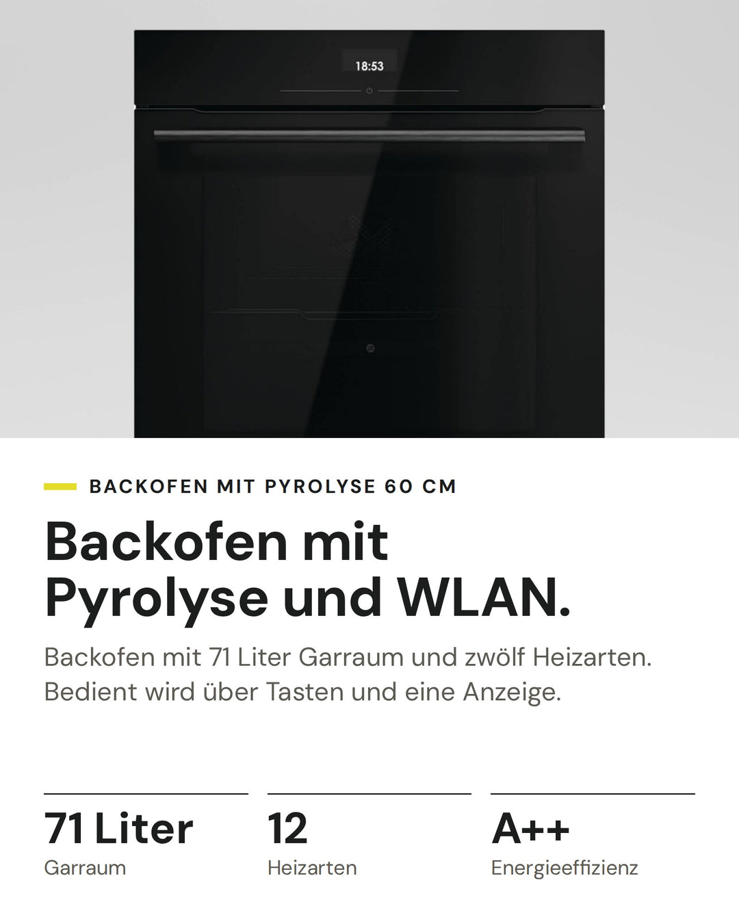 ASKO Backofen OTP 26 BGH auf einen Blick: Garraum 71 Liter, Heizarten 12, Energieeffizienz A++