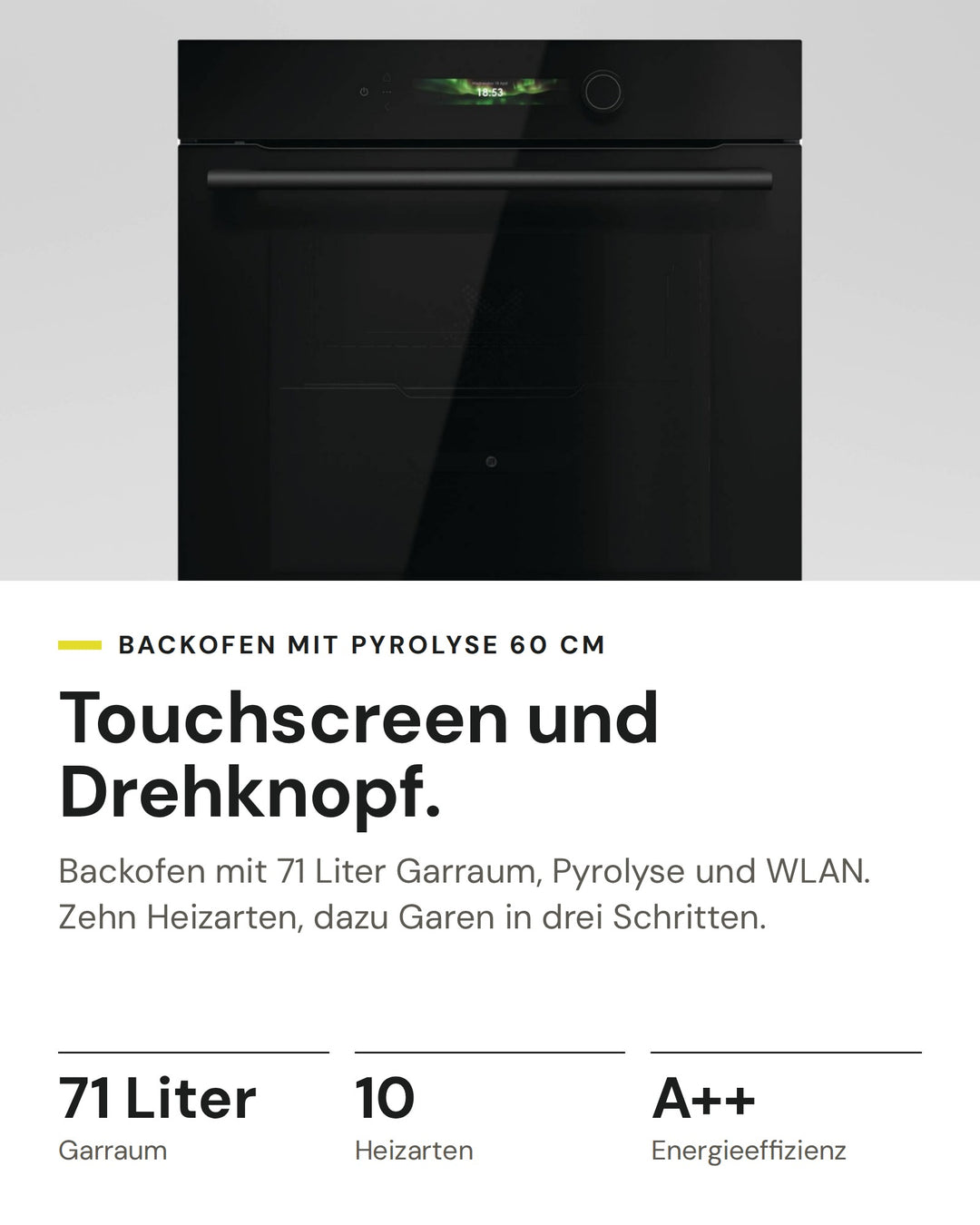 ASKO Backofen OTP 56 BGH auf einen Blick: Garraum 71 Liter, Heizarten 10, Energieeffizienz A++