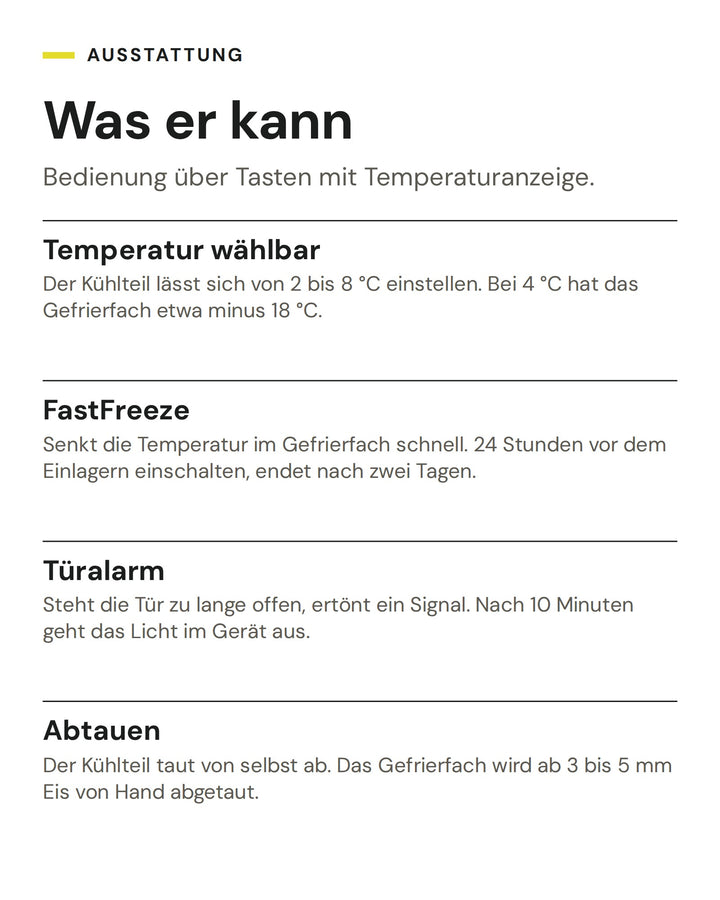 ASKO Kühlschrank RB 22881 I: Temperatur wählbar, FastFreeze, Türalarm, Abtauen