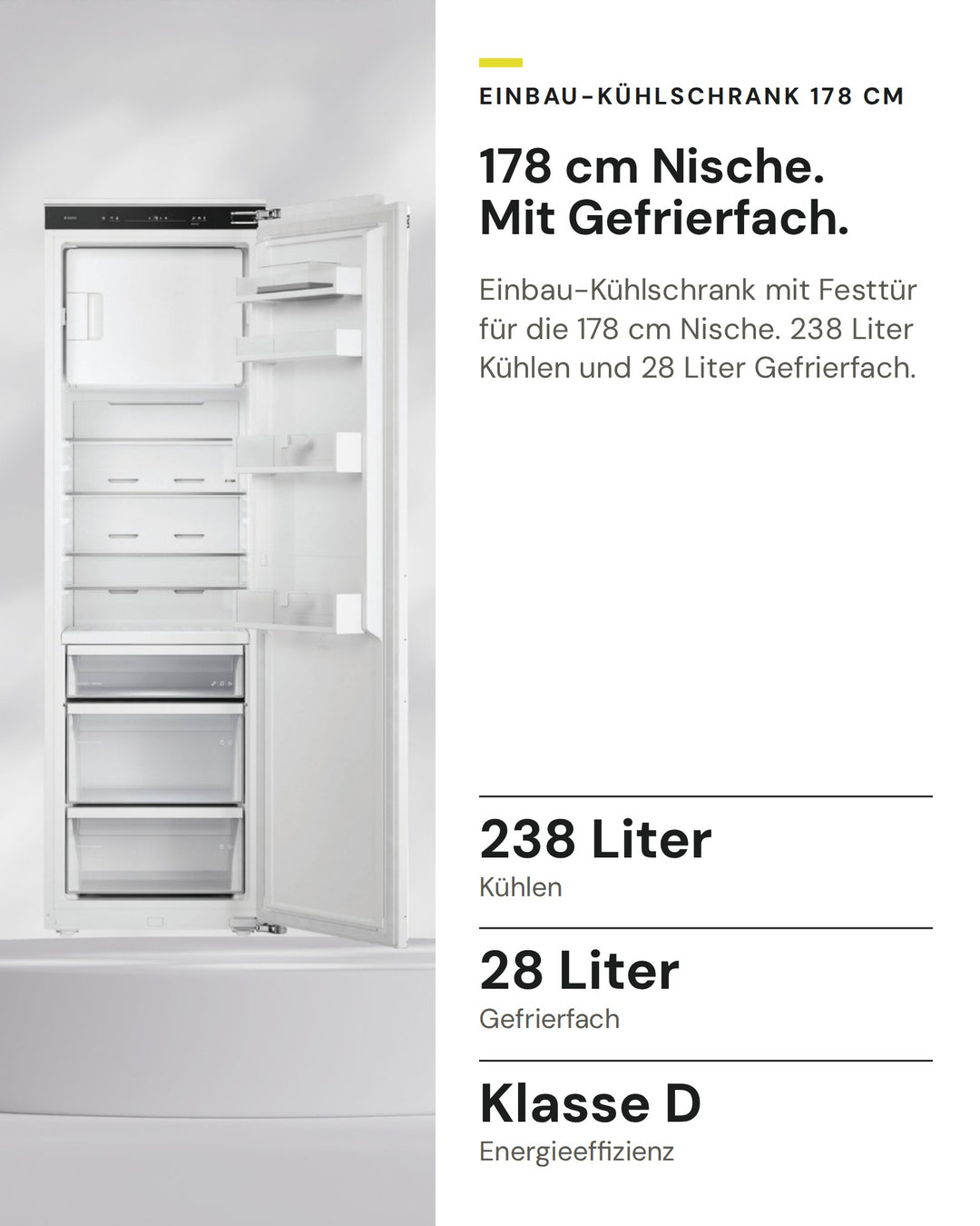 ASKO Kühlschrank RBB 276 DND1 auf einen Blick: Kühlen 238 Liter, Gefrierfach 28 Liter, Energieeffizienz Klasse D