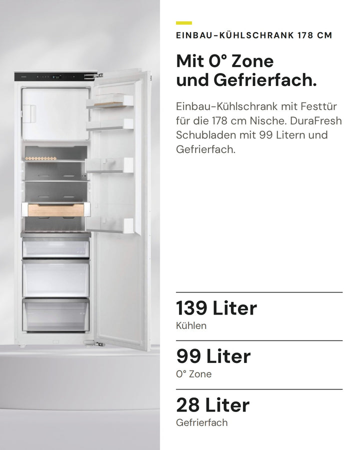 ASKO Kühlschrank RBB 576 DND 1 auf einen Blick: Kühlen 139 Liter, 0° Zone 99 Liter, Gefrierfach 28 Liter