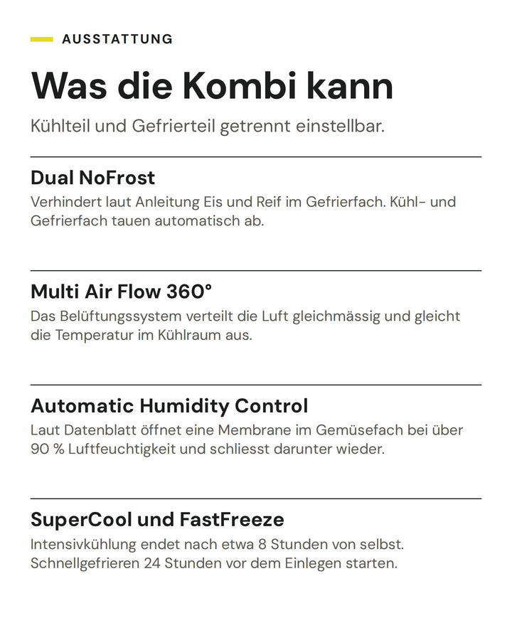 ASKO Kühl-Gefrier-Kombination RBC 276 DNC1: Dual NoFrost, Multi Air Flow 360°, Automatic Humidity Control, SuperCool und FastFreeze