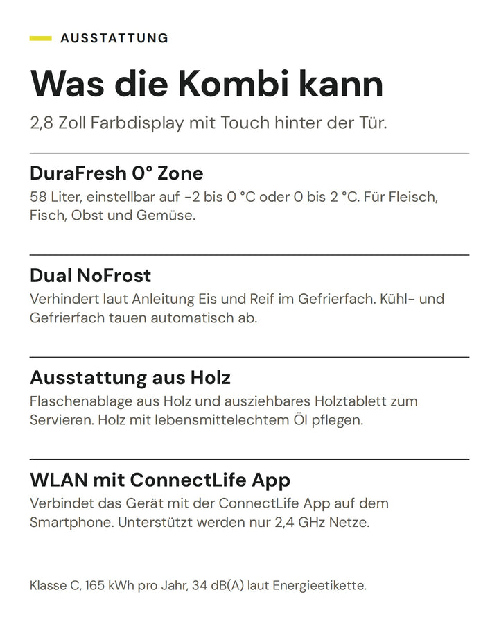 ASKO Kühl-Gefrier-Kombination RBC 576 DNC1: DuraFresh 0° Zone, Dual NoFrost, Ausstattung aus Holz, WLAN mit ConnectLife App