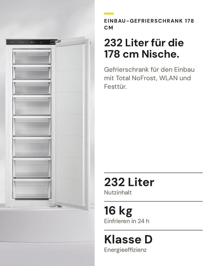 ASKO Gefrierschrank RBF 276 DND1 auf einen Blick: Nutzinhalt 232 Liter, Einfrieren in 24 h 16 kg, Energieeffizienz Klasse D