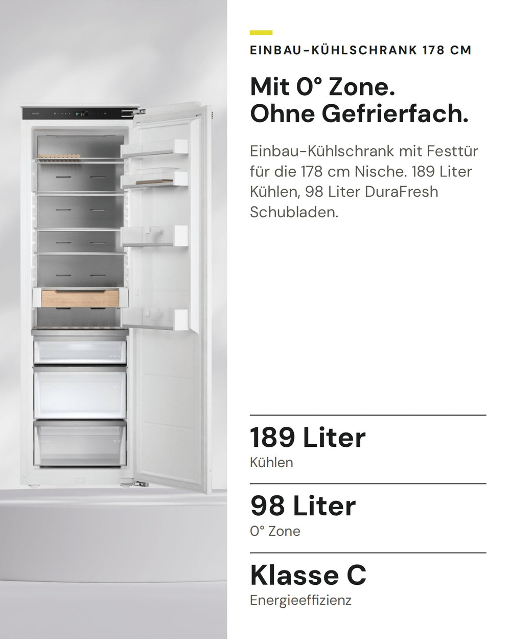 ASKO Kühlschrank RBR 576 DNC 1 auf einen Blick: Kühlen 189 Liter, 0° Zone 98 Liter, Energieeffizienz Klasse C