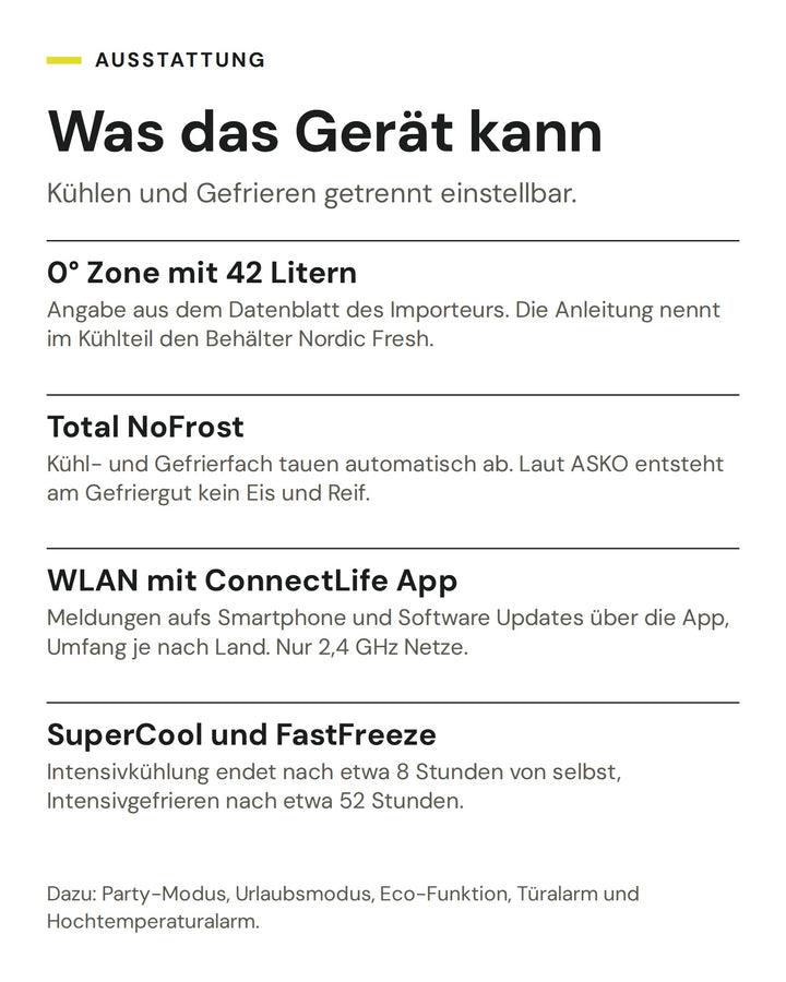 ASKO Kühl-Gefrier-Kombination RFC 286 KNBS1: 0° Zone mit 42 Litern, Total NoFrost, WLAN mit ConnectLife App, SuperCool und FastFreeze