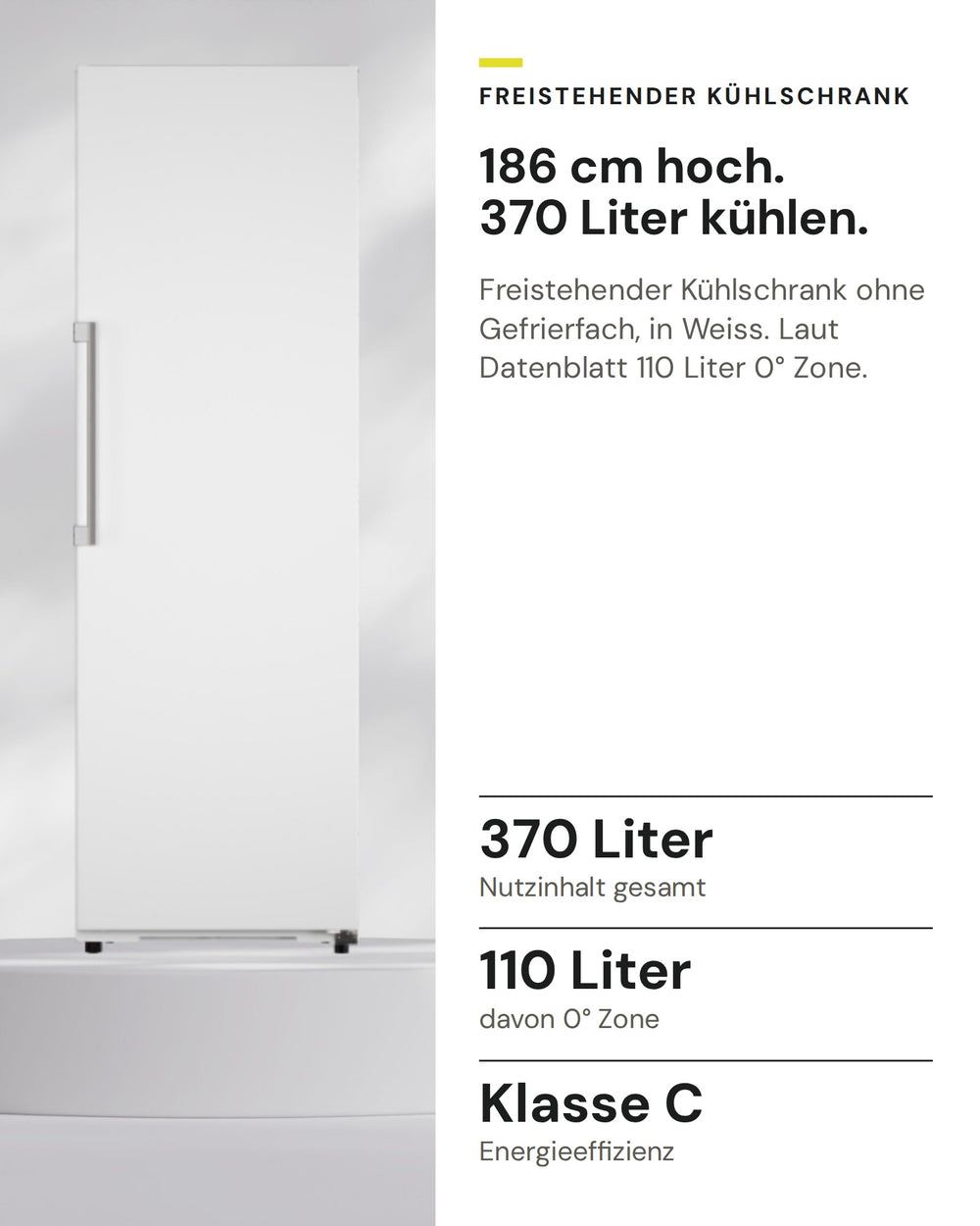 ASKO Kühlschrank RFR 286 KNCW1 auf einen Blick: Nutzinhalt gesamt 370 Liter, davon 0° Zone 110 Liter, Energieeffizienz Klasse C