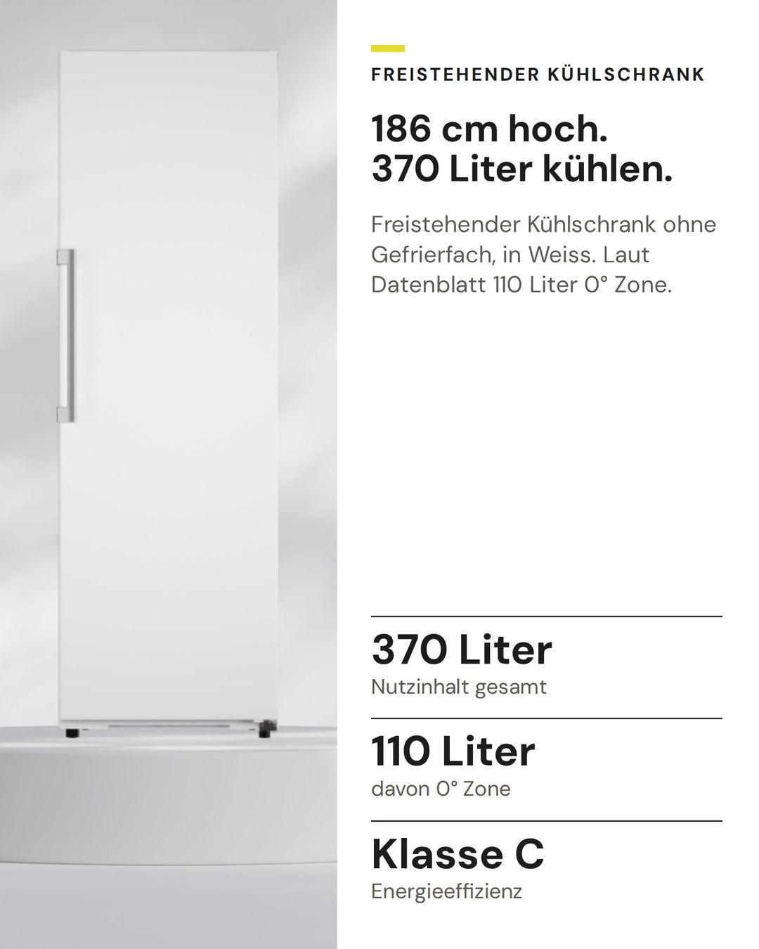 ASKO Kühlschrank RFR 286 KNCW1 auf einen Blick: Nutzinhalt gesamt 370 Liter, davon 0° Zone 110 Liter, Energieeffizienz Klasse C