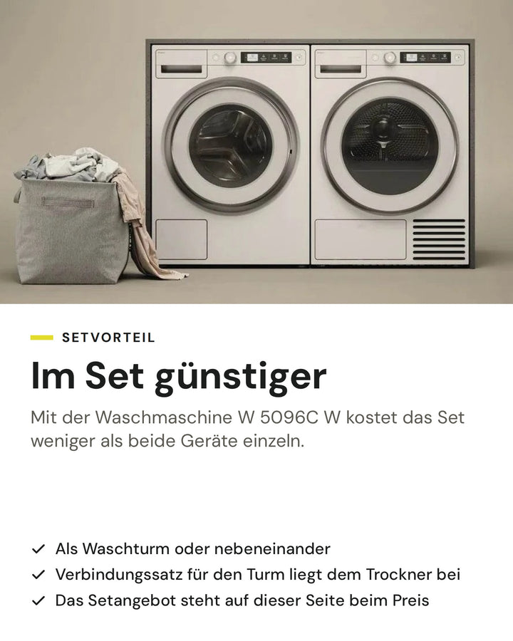 Setvorteil: ASKO Wäschetrockner T 509HR W im Set mit der Waschmaschine W 5096C W günstiger als einzeln, als Waschturm oder nebeneinander