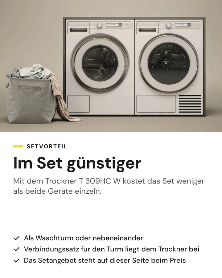 Setvorteil: ASKO Waschmaschine W 3096C W im Set mit dem Wäschetrockner T 309HC W günstiger als einzeln, als Waschturm oder nebeneinander