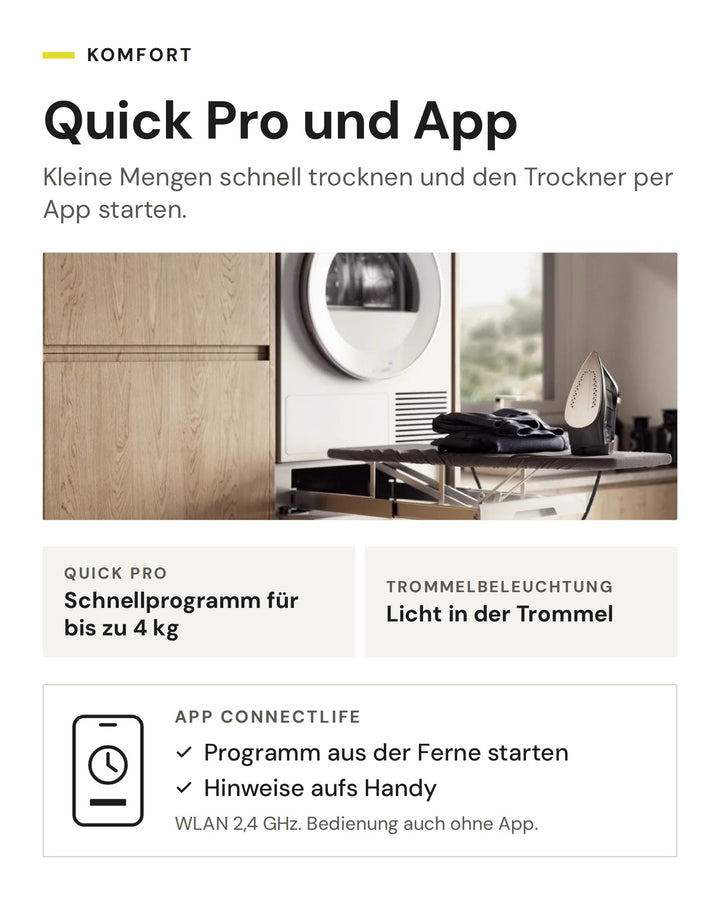 ASKO Wäschetrockner mit Quick Pro, Trommelbeleuchtung und App ConnectLife