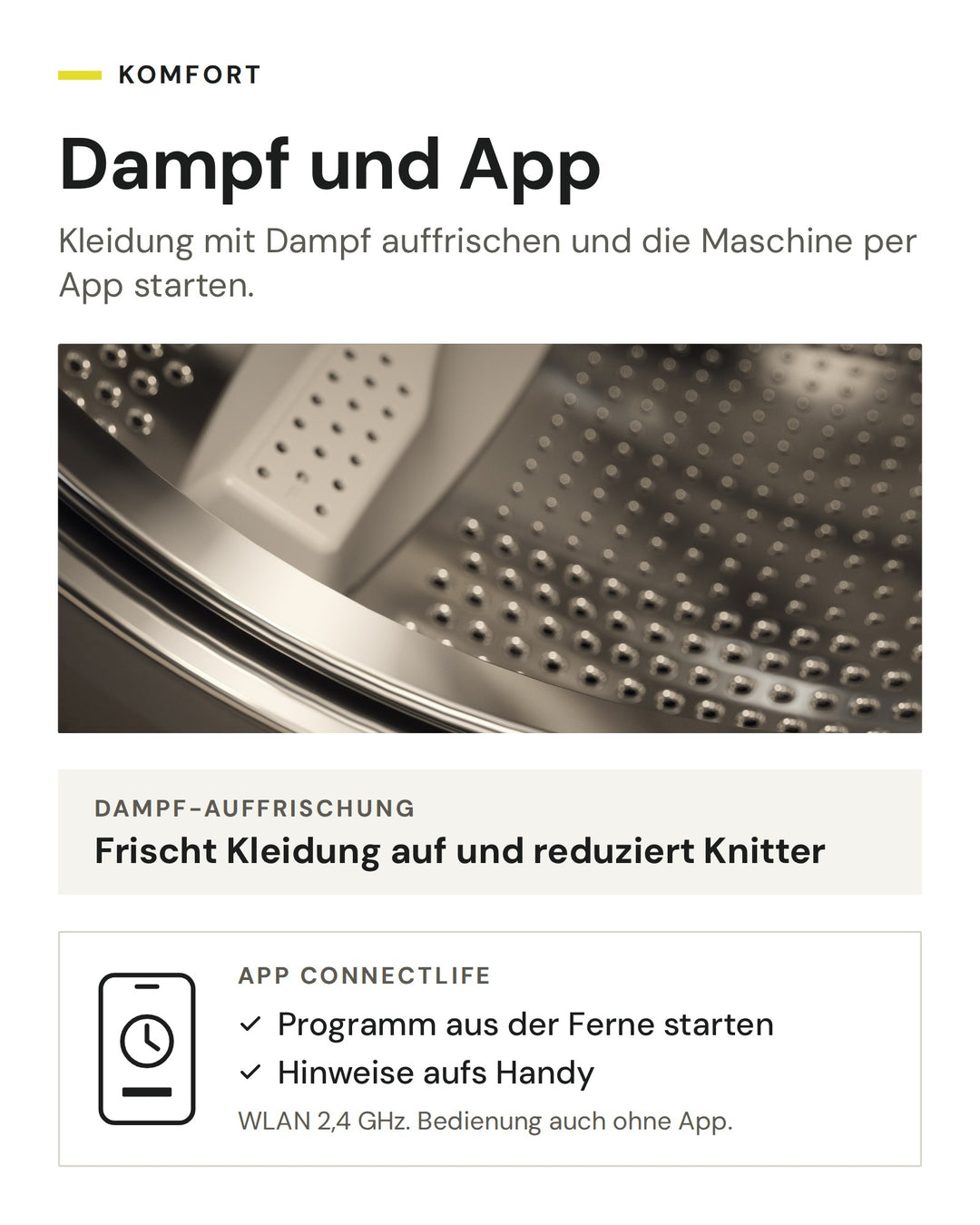 ASKO Waschmaschine mit Dampf-Auffrischung und App ConnectLife