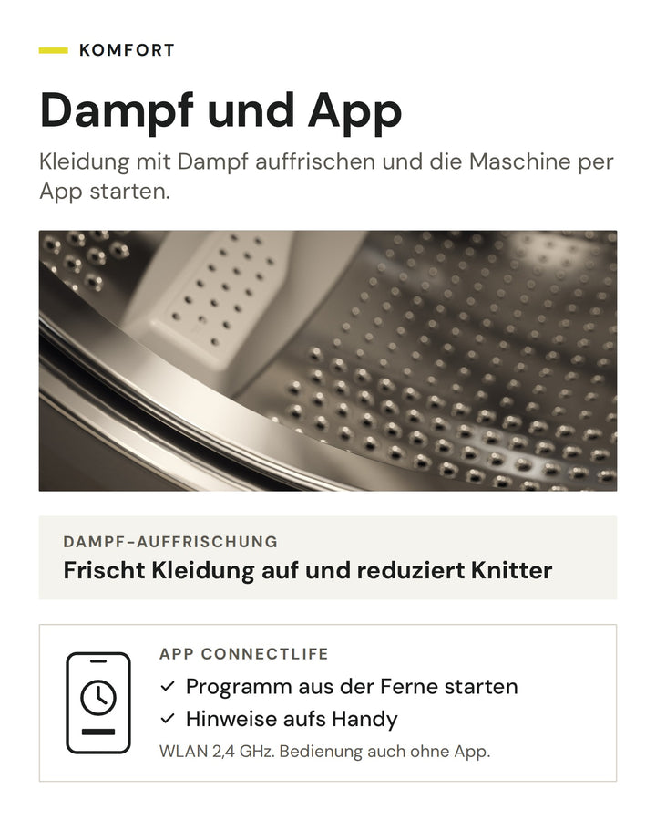 ASKO Waschmaschine mit Dampf-Auffrischung und App ConnectLife