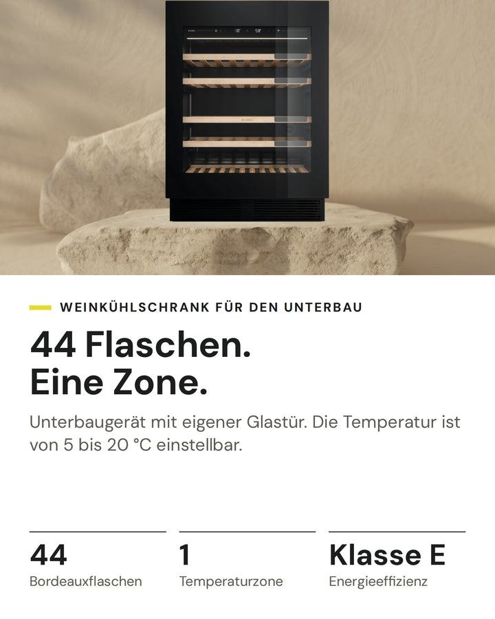 ASKO Weinkühlschrank WCN15842G auf einen Blick: Bordeauxflaschen 44, Temperaturzone 1, Energieeffizienz Klasse E