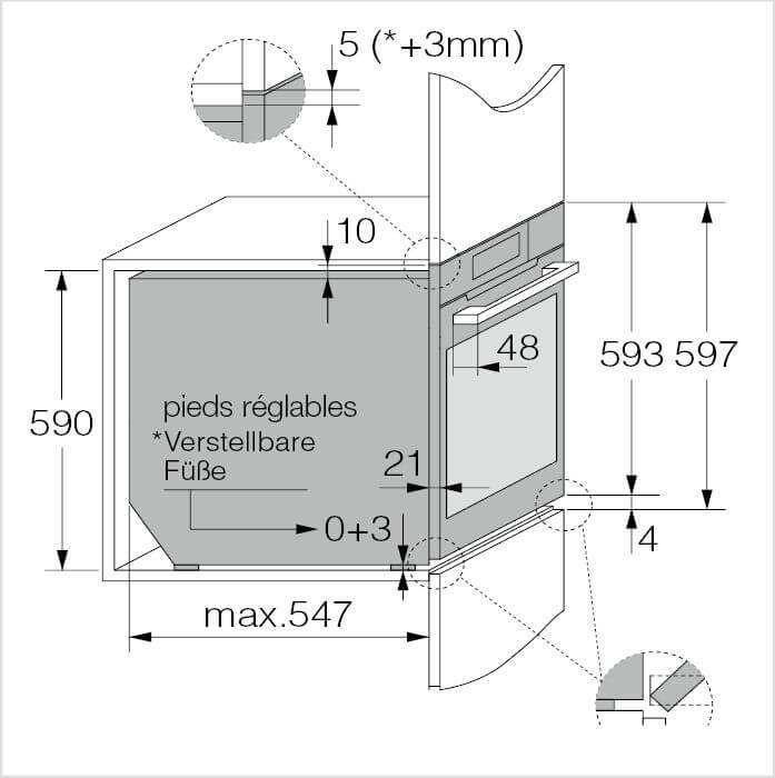 Einbauzeichnung mit Massen ASKO OCS8678GH-1, Ansicht 2