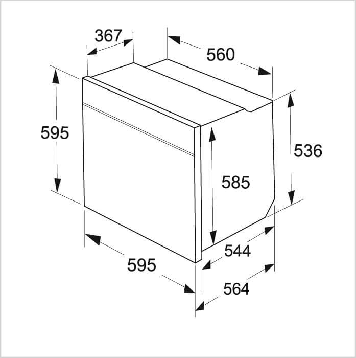Einbauzeichnung mit Massen ASKO OT86331BGH, Ansicht 1