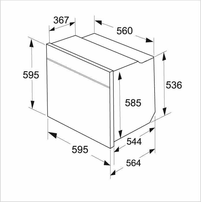 Einbauzeichnung mit Massen ASKO OT86331BG, Ansicht 1
